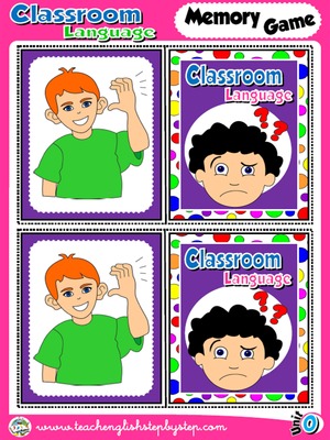 Classroom Language - Memory Game  Cards (Picture - Picture)
