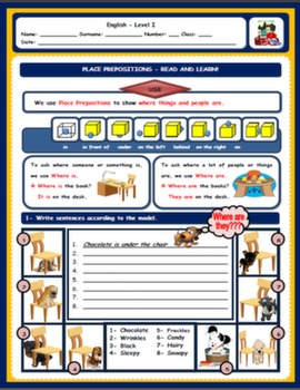 PLACE PREPOSITIONS WORKSHEET#