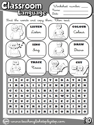 Classroom Language - Worksheet 3 (B&W version)