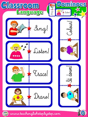 Classroom Language - Dominoes game (Picture - Word)
