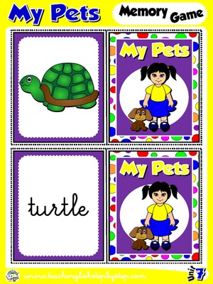 My Pets - Memory Game Cards (Picture - Word)