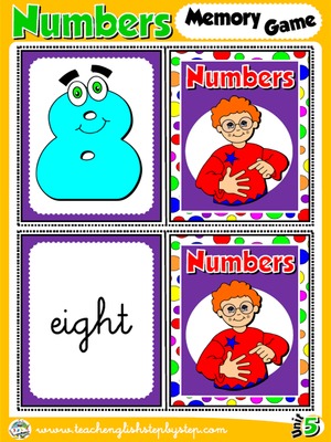 Numbers - Memory Game Cards (Picture - Word)