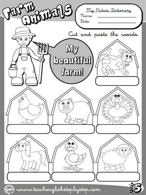 Farm  Animals - Picture Dictionary (B&W version)
