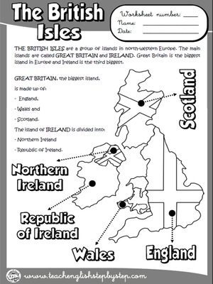 The British Isles - Worksheet (B & W version)