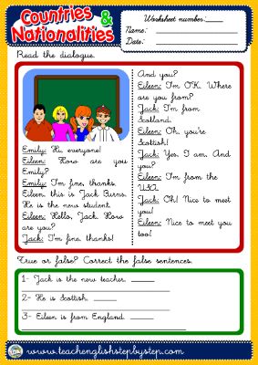 COUNTRIES AND NATIONALITIES - WORKSHEET 1 (A)