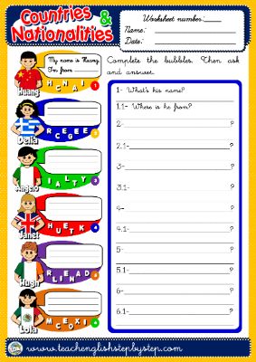 #COUNTRIES AND NATIONALITIES - WORKSHEET 3