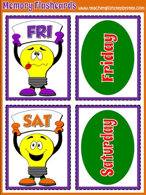 Days of the week - Memory Game  Flashcards (picture/word)