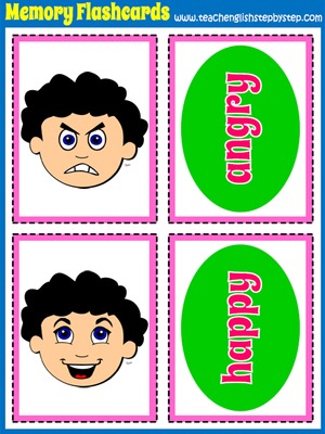 Feelings - Memory Game  Flashcards (picture/word)