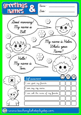 #GREETINGS AND NAMES - COVER + SELF ASSESSMENT FOR BOYS