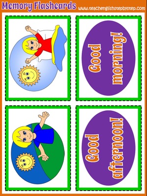 Greetings - Memory Game  Flashcards (picture/word)