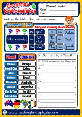 #COUNTRIES AND NATIONALITIES - WORKSHEET 6