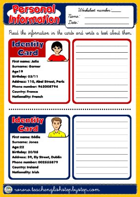 #PERSONAL IDENTIFICATION - REVISION WORKSHEET (A)