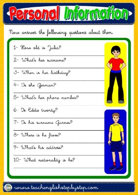 #PERSONAL IDENTIFICATION - REVISION WORKSHEET (B)