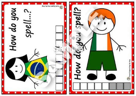COUNTRIES & NATIONALITIES - SPELLING CARDS