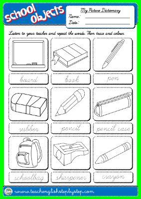 #CLASSROOM OBJECTS - PICTURE DICTIONARY (B&W VERSION)